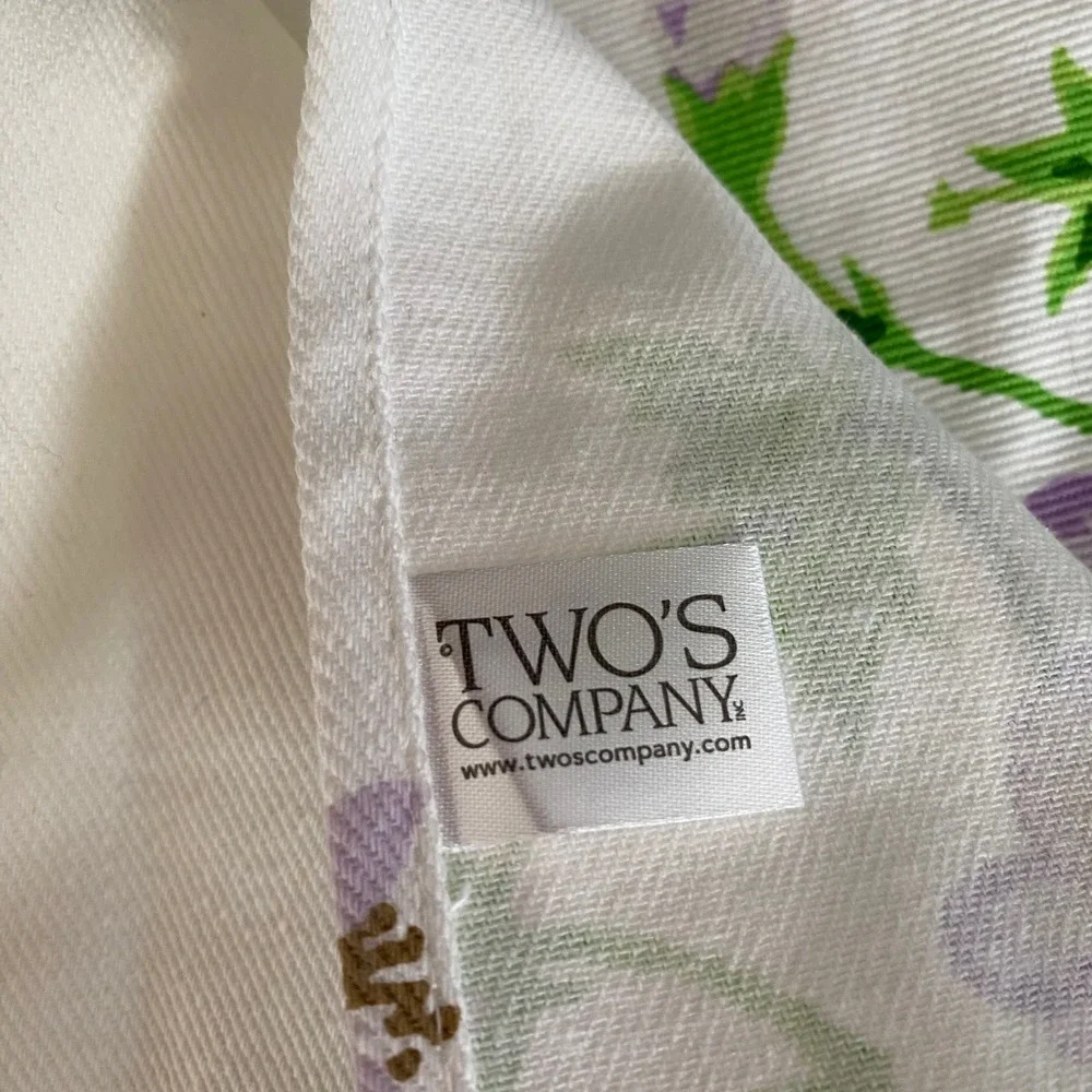 Two's Company Floral Cotton Tea Towel Live Life In Full Bloom Purple Green White